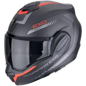 Překlápěcí helma na motorku Scorpion EXO-TECH EVO CARBON COSY matná černo-červená