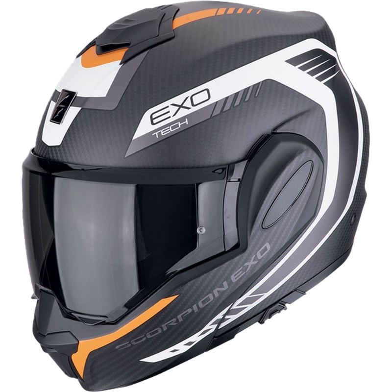 Překlápěcí helma na motorku Scorpion EXO-TECH EVO CARBON COSY matná černo-oranžová