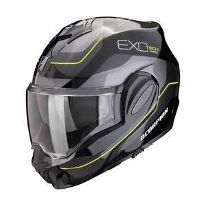 Překlápěcí helma na motorku Scorpion EXO-TECH EVO PRO COMMUTA  černo-stříbrno-žlutá - II. jakost