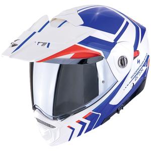 Výklopná helma na motorku Scorpion ADX-2 LEWIS bílo-modro-červená