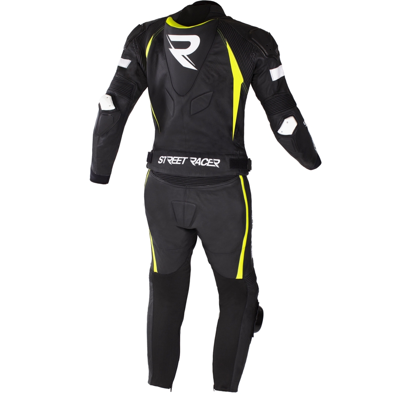 Kožená kombinéza na motorku Street Racer Fast Track 2.1 černo-fluo žluto-bílá