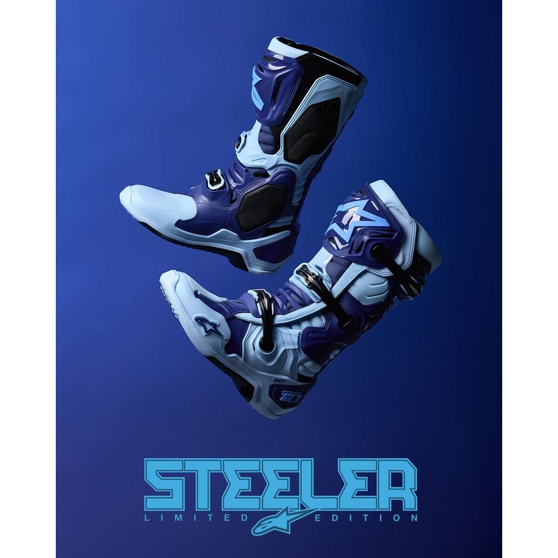 Boty na motorku Alpinestars Tech 10 limitovaná edice Steelers modro-světle modrá