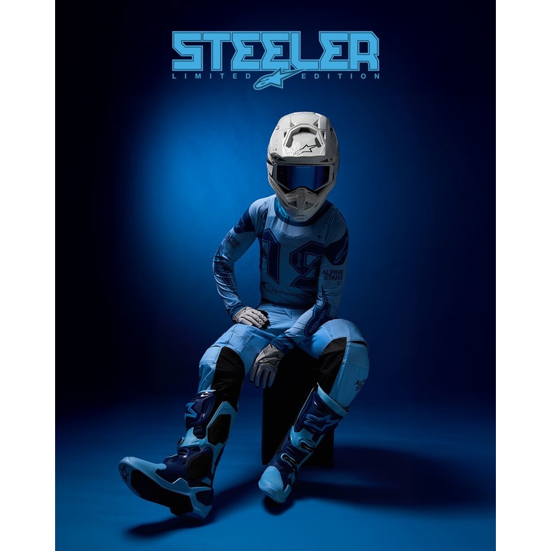 Boty na motorku Alpinestars Tech 10 limitovaná edice Steelers modro-světle modrá