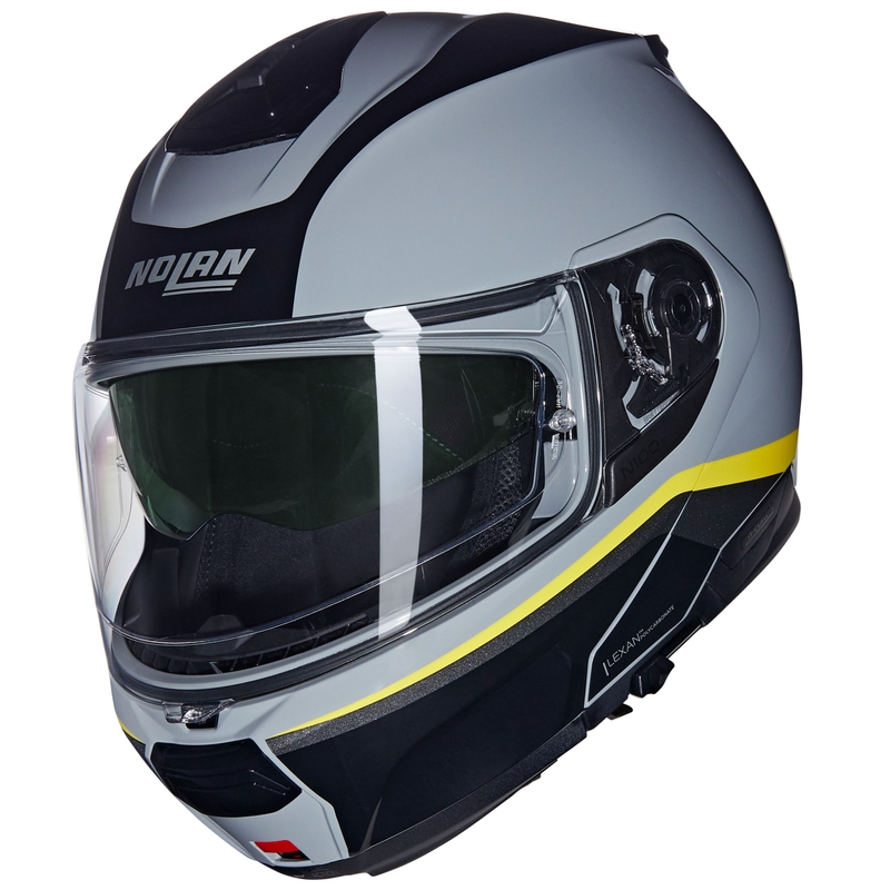 Vyklápěcí helma na motorku Nolan N100-6 Incognito N-COM 346 šedo-černo-žlutá