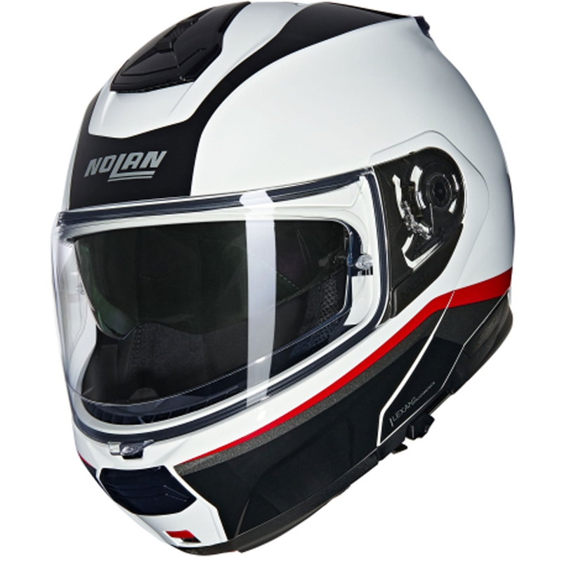 Vyklápěcí helma na motorku Nolan N100-6 Incognito N-COM 344 bílo-černo-červená