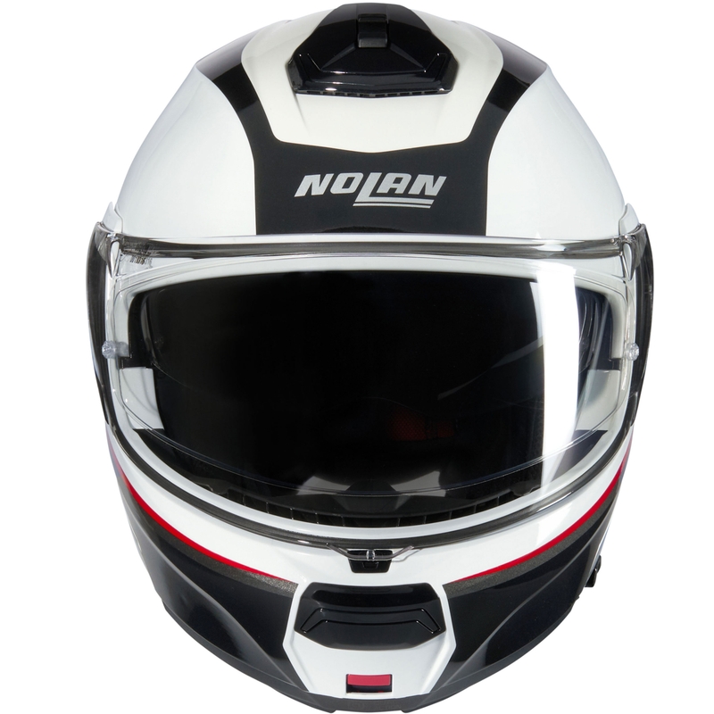 Vyklápěcí helma na motorku Nolan N100-6 Incognito N-COM 344 bílo-černo-červená