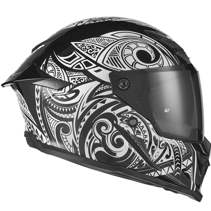 Integrální helma na motorku NOX Exlusiv Goliath Maori černo-bílá