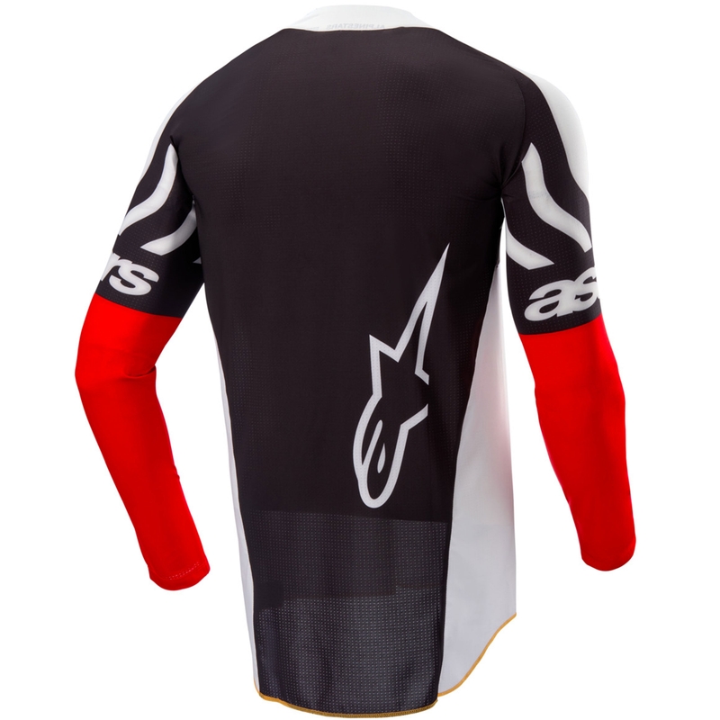 Motokrosový dres Alpinestars Techstar limitovaná edice Deep černo-bílo-fluo červeno-oranžový