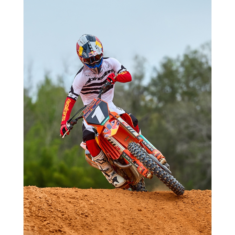 Motokrosový dres Alpinestars Techstar limitovaná edice Deep černo-bílo-fluo červeno-oranžový