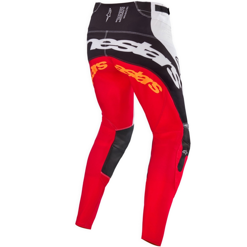 Motokrosové kalhoty Alpinestars Techstar limitovaná edice Deep černo-bílo-fluo červeno-oranžové