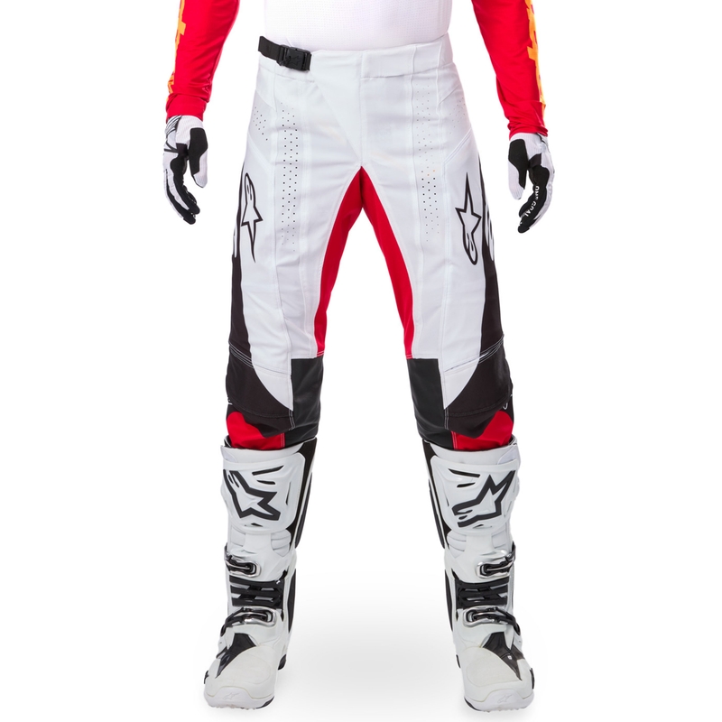 Motokrosové kalhoty Alpinestars Techstar limitovaná edice Deep černo-bílo-fluo červeno-oranžové