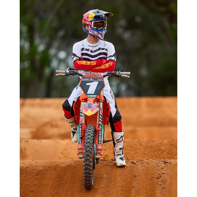 Motokrosové kalhoty Alpinestars Techstar limitovaná edice Deep černo-bílo-fluo červeno-oranžové