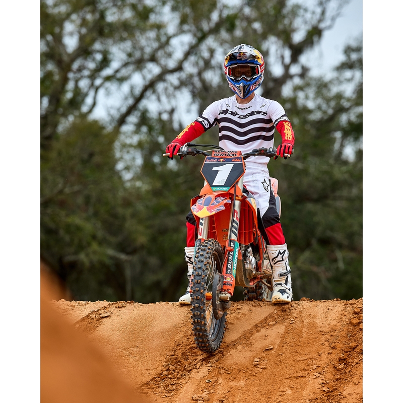 Motokrosové kalhoty Alpinestars Techstar limitovaná edice Deep černo-bílo-fluo červeno-oranžové