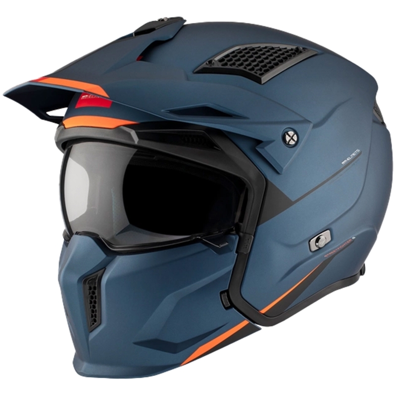 Otevřená helma s maskou MT Streetfighter SV S Solid A7 matná modrá