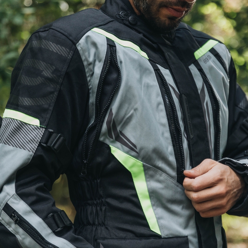 Bunda na motorku Ozone Tour III černo-šedo-fluo žlutá