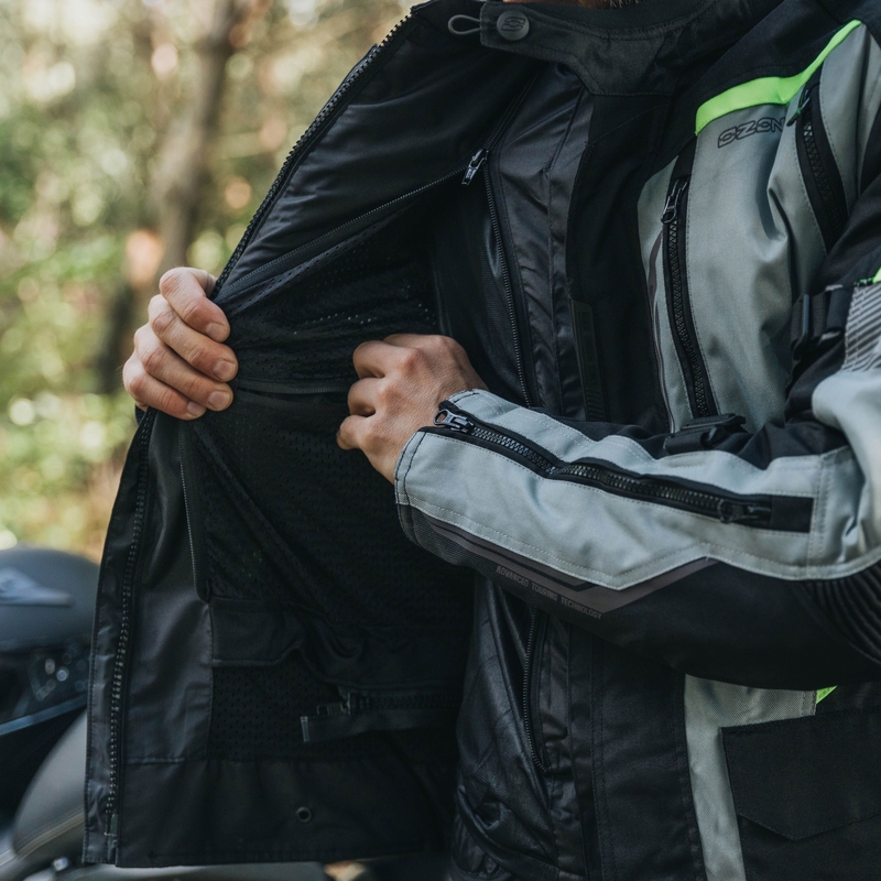 Bunda na motorku Ozone Tour III černo-šedo-fluo žlutá