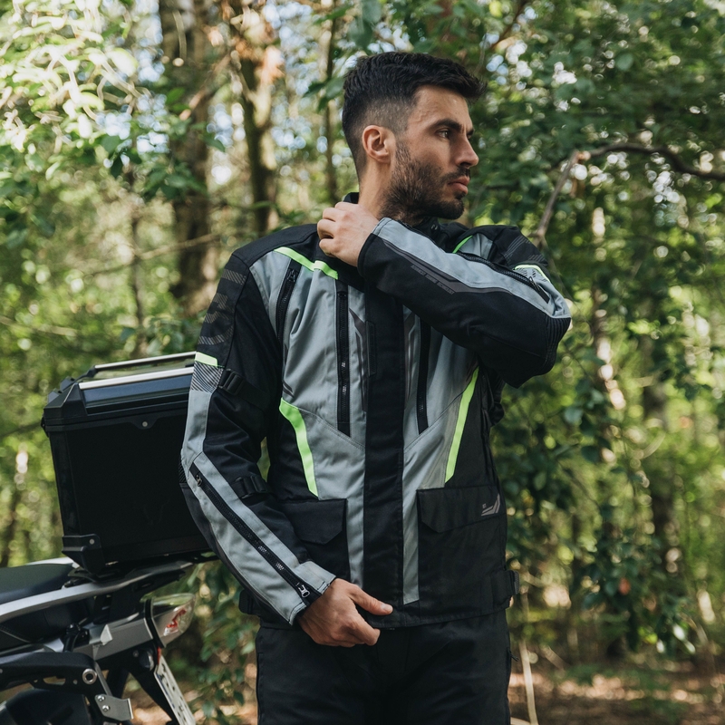 Bunda na motorku Ozone Tour III černo-šedo-fluo žlutá