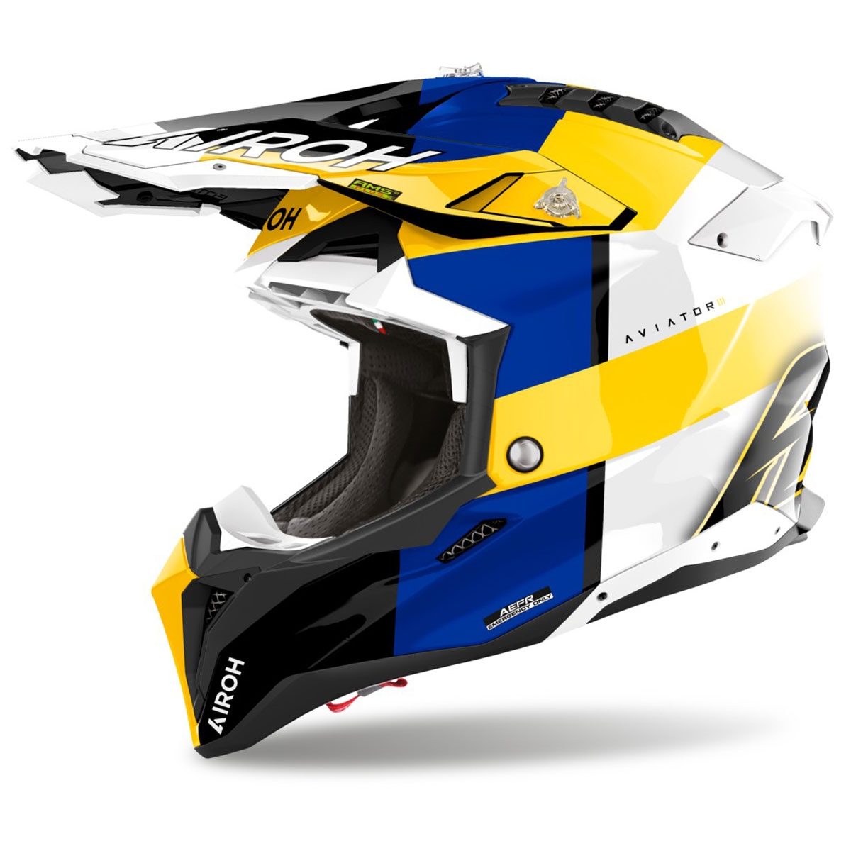 Motokrosová helma Airoh Aviator 3 Monarch modro-žlutá lesklá Velikost: XS