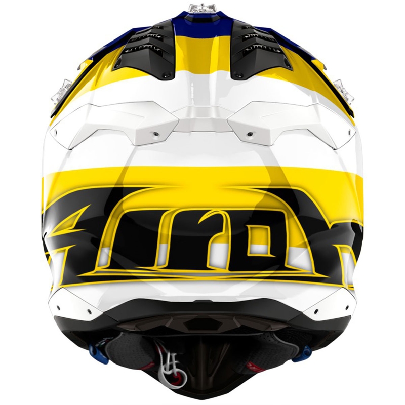 Motokrosová helma Airoh Aviator 3 Monarch modro-žlutá lesklá