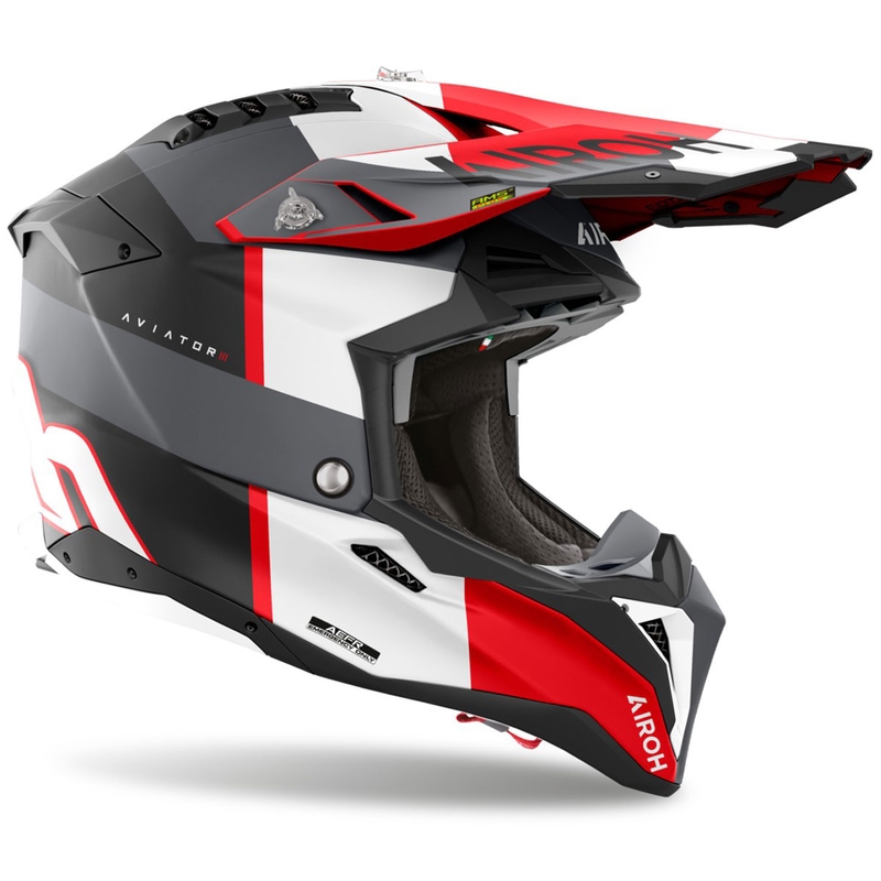 Motokrosová helma Airoh Aviator 3 Monarch šedo-červená matná
