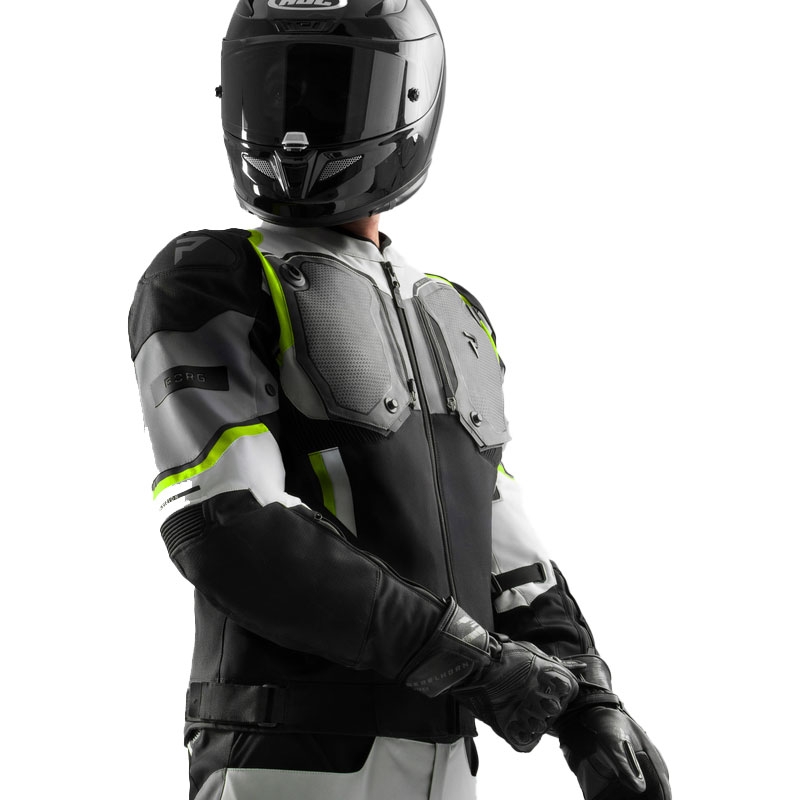 Bunda na motorku Rebelhorn Borg II černo-šedo-fluo žlutá