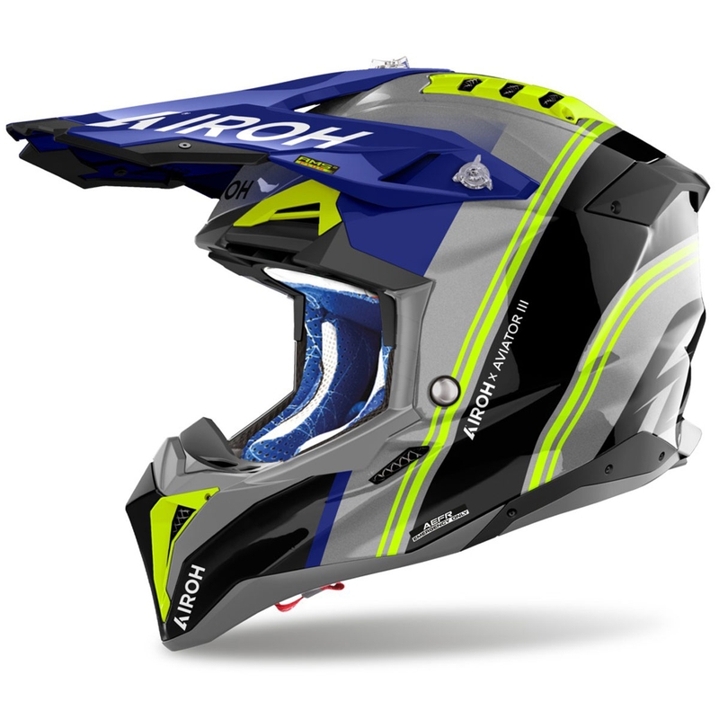 Motokrosová helma Airoh Aviator 3 Hima modrá lesklá
