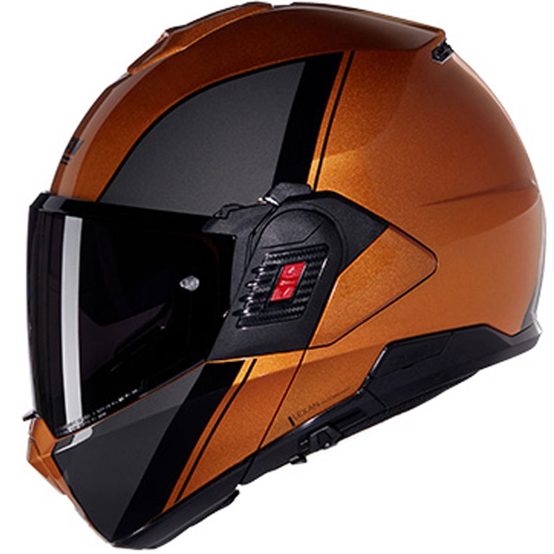Překlápěcí helma na motorku Nolan N120-1 Verniciatura Speciale N-COM 342 okrovo-černá