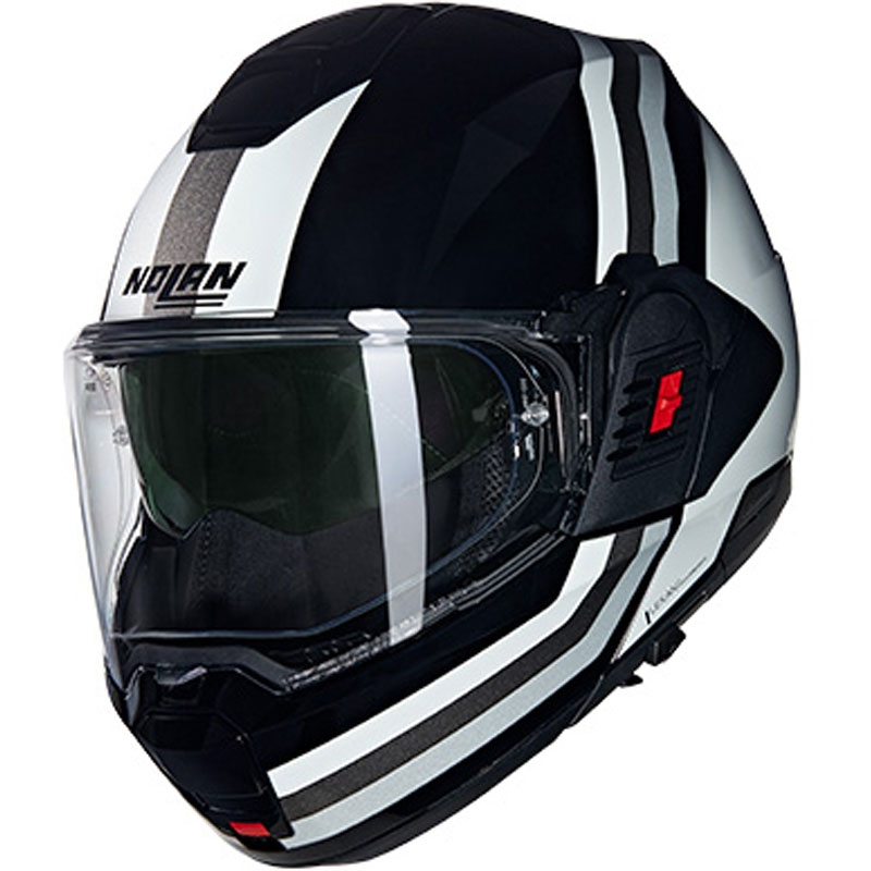 Překlápěcí helma na motorku Nolan N120-1 Lineo N-COM 348 černo-bílo-stříbrná