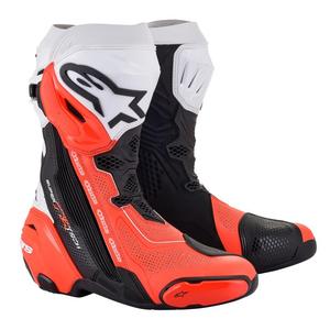Boty na motorku Alpinestars Supertech R Vented černo-bílo-fluo červené - II. jakost