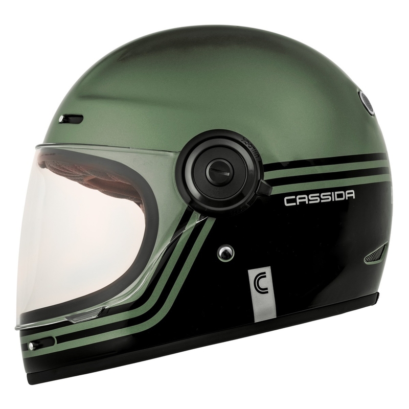 Integrální přilba na motorku Cassida Fibre Super Hooligan černo-zelená  - II. jakost