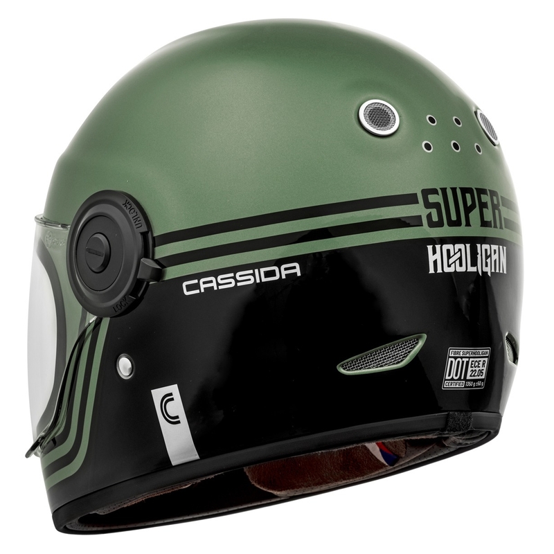 Integrální přilba na motorku Cassida Fibre Super Hooligan černo-zelená  - II. jakost