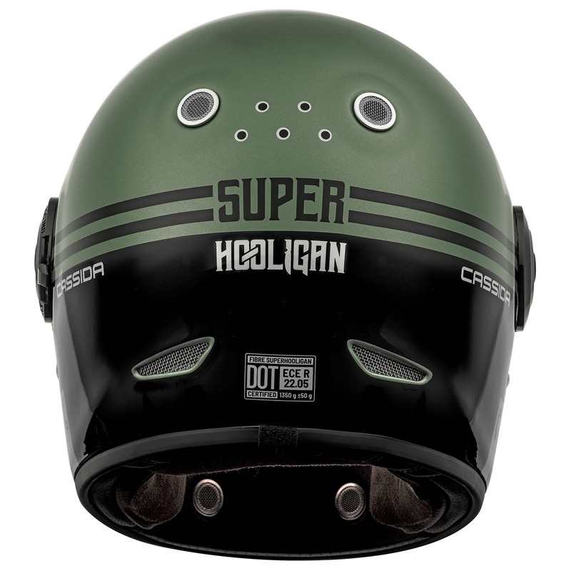 Integrální přilba na motorku Cassida Fibre Super Hooligan černo-zelená  - II. jakost