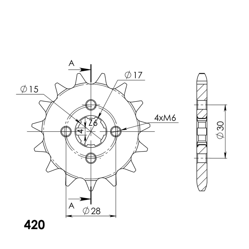 Řetězové kolečko SUPERSPROX 15 zubů, 420 výprodej