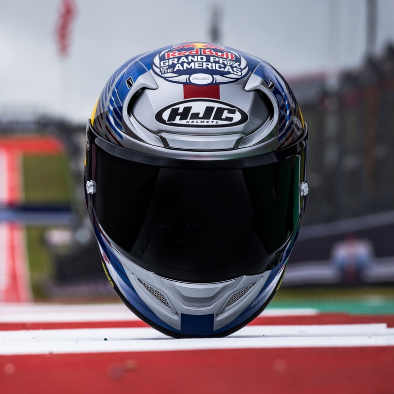 Integrální helma na motorku HJC RPHA 12 Red Bull Austin GP II MC21 modro-šedá