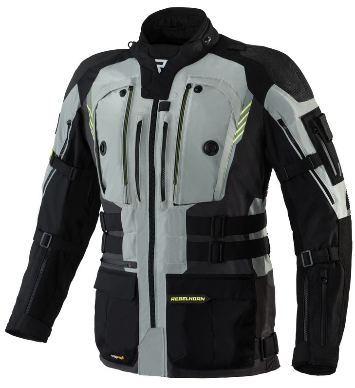 Bunda na motorku Rebelhorn Patrol šedo-černo-fluo žlutá výprodej Velikost: 4XL