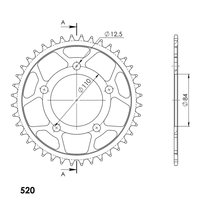 Řetězová rozeta SUPERSPROX černý 40 zubů, 520 výprodej