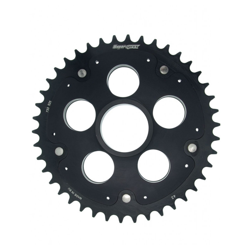 Řetězová rozeta STEALTH s hliníkovým unašečem SUPERSPROX STEALTH with alloy disc černá 42 zubů, 520