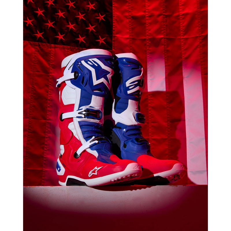 Boty na motorku Alpinestars Tech 10 limitovaná edice FORTITUDE bílo-modro-červené