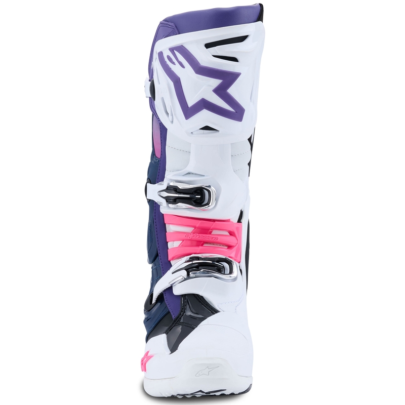 Boty na motorku Alpinestars Tech 10 bílo-fialovo-modro-fluo růžové
