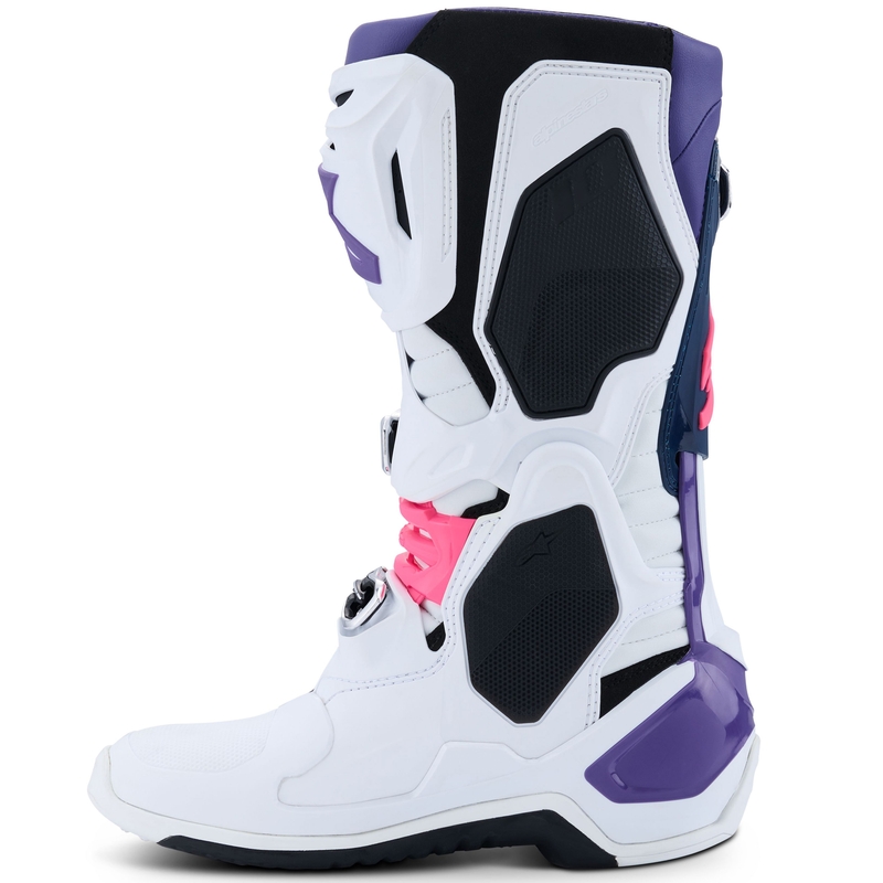 Boty na motorku Alpinestars Tech 10 bílo-fialovo-modro-fluo růžové