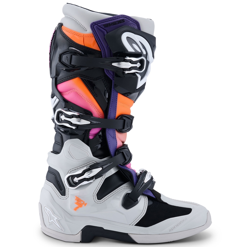 Boty na motorku Alpinestars Tech 7 černo-světle šedo-fluo oranžovo-gradient