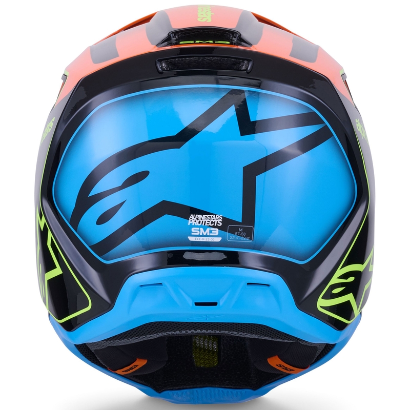 Motokrosová přilba Alpinestars S-M3 Fray černo-fluo oranžovo-fluo žluto-tyrkysová