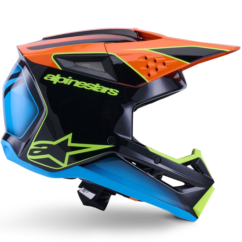 Motokrosová přilba Alpinestars S-M3 Fray černo-fluo oranžovo-fluo žluto-tyrkysová