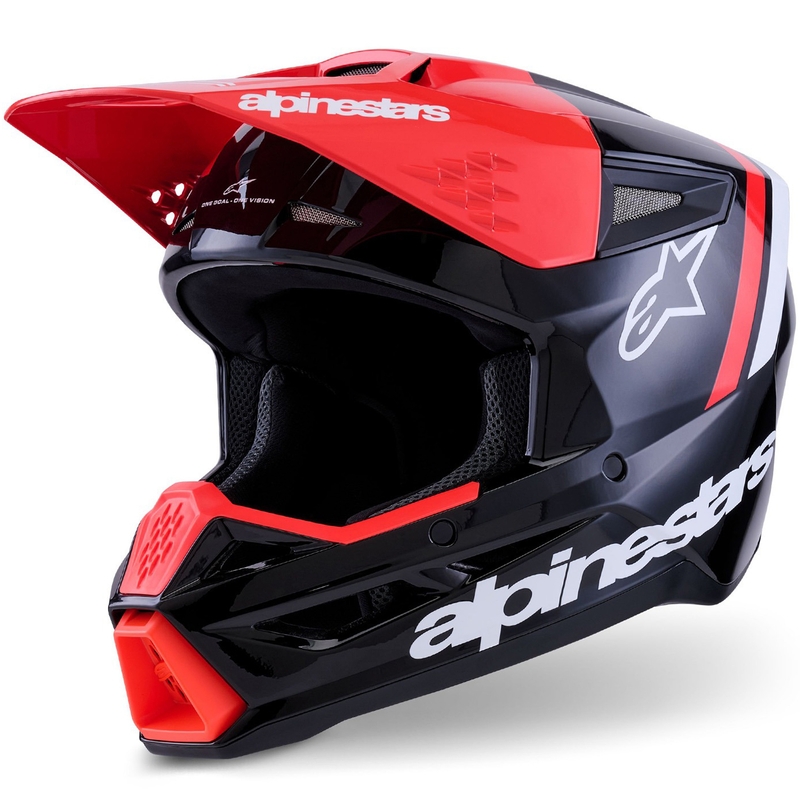 Motokrosová přilba Alpinestars S-M3 Radium černo-fluo červeno-bílá
