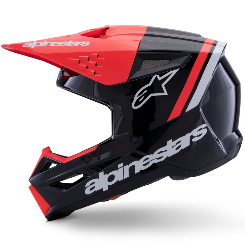 Motokrosová přilba Alpinestars S-M3 Radium černo-fluo červeno-bílá