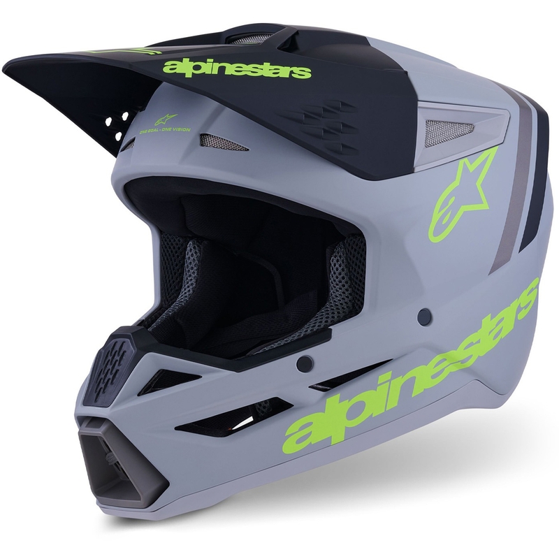 Motokrosová přilba Alpinestars S-M3 Radium matná šedo-fluo žluto-černá