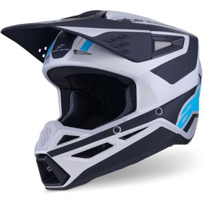 Motokrosová helma Alpinestars S-M3 Heat stříbrno-modro-černá matná