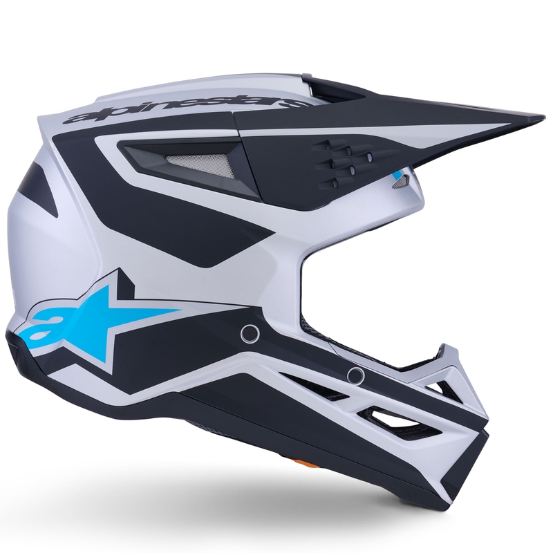 Motokrosová helma Alpinestars S-M3 Heat stříbrno-modro-černá matná