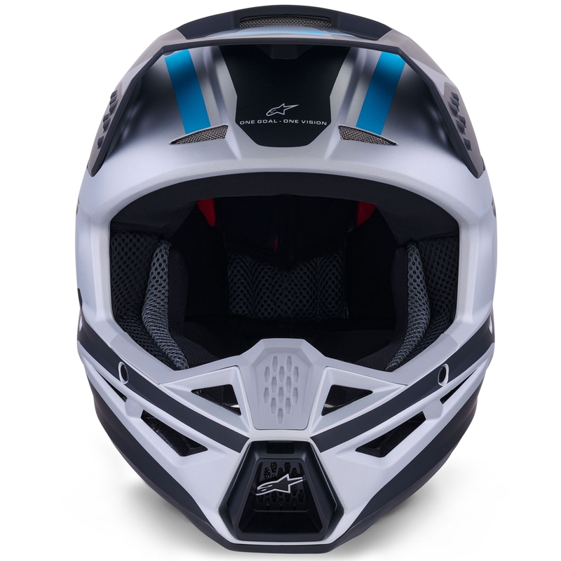 Motokrosová helma Alpinestars S-M3 Heat stříbrno-modro-černá matná