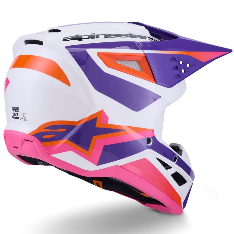 Motokrosová helma Alpinestars S-M3 Heat bílo-fialovo-růžová